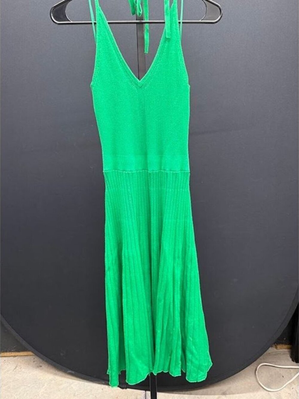 A New Day Green Ribbed Halter Midi Dress